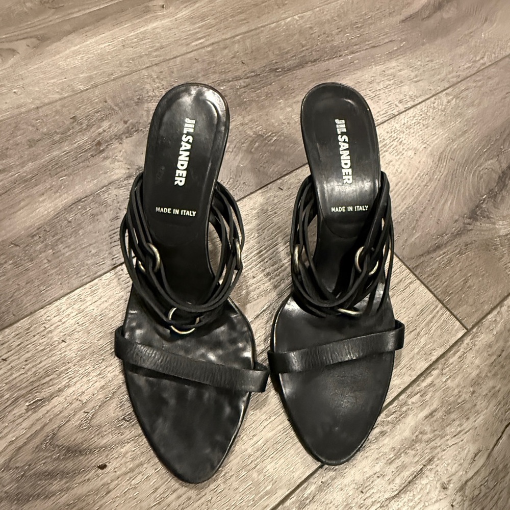 Jil Sander Black Strappy Heels